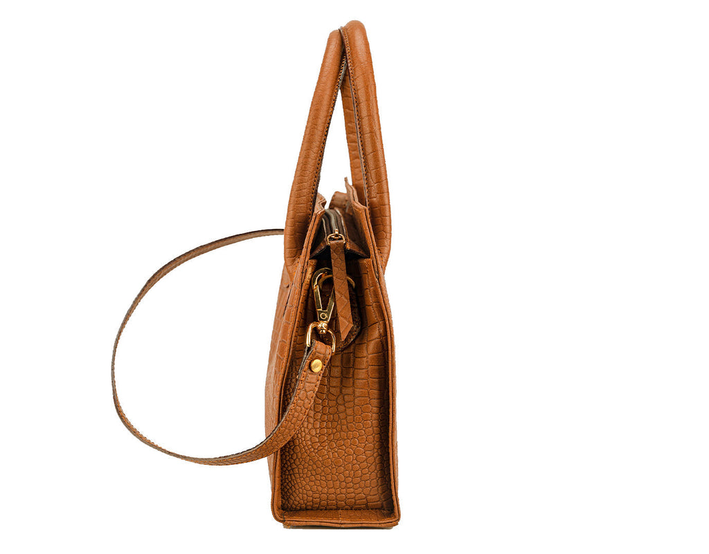 Genuine Leather Crocodile Finish Handbag