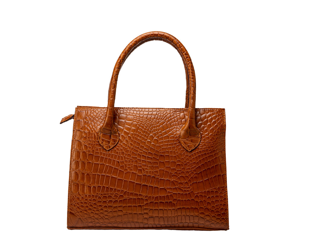 Genuine Leather Crocodile Finish Handbag