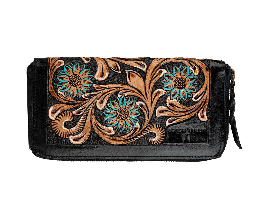 Leather Clutch Floral Wallet