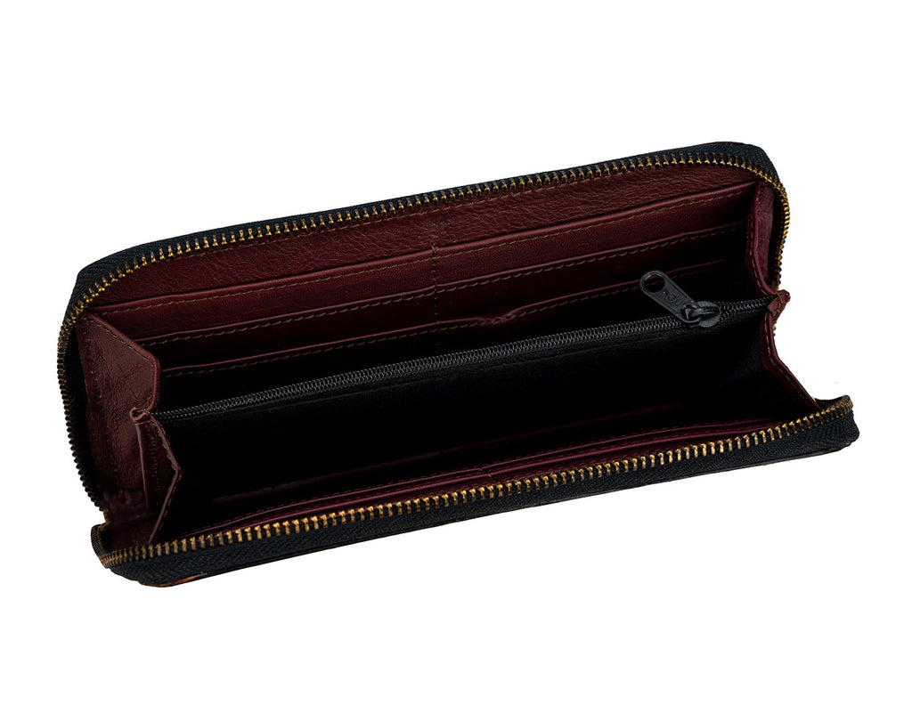 Leather Clutch Floral Wallet