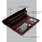Ladies Medium Flap Leather Clutch Wallet