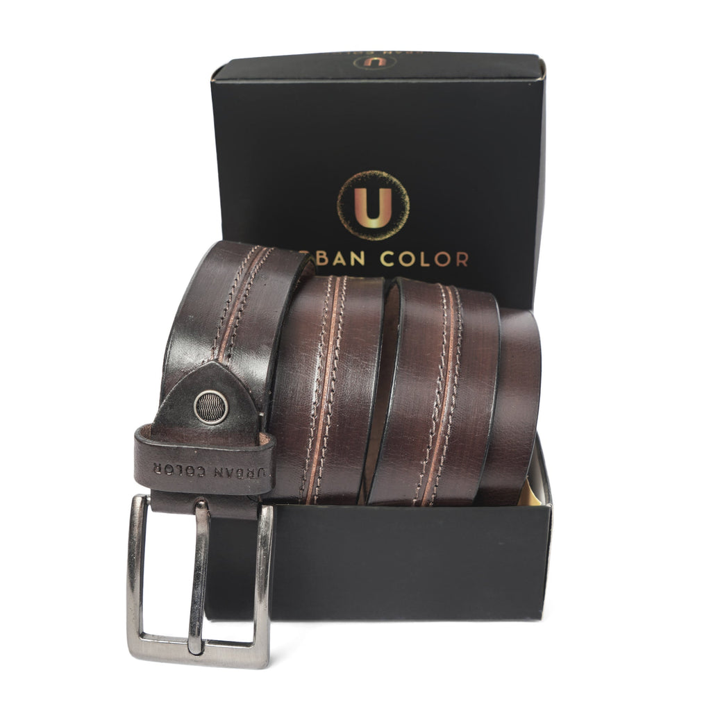 Men's Genuine Leather Dark Brown Belt