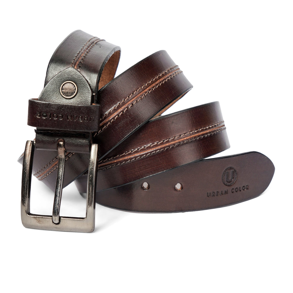 Men's Genuine Leather Dark Brown Belt