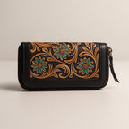 Leather Clutch Floral Wallet