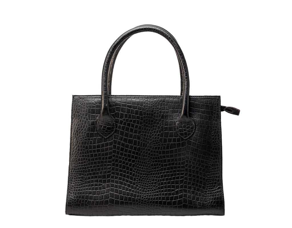 Genuine Leather Crocodile Finish Handbag