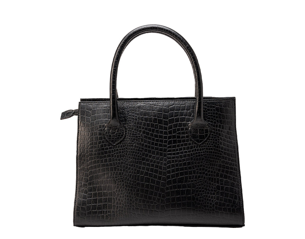 Genuine Leather Crocodile Finish Handbag