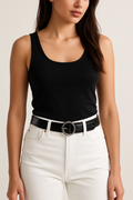 Women's Textured Casual Leather Belt